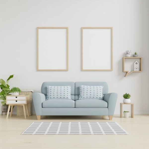 Alberta Half Leather 2 seater Sofa In Husk Blue Colour