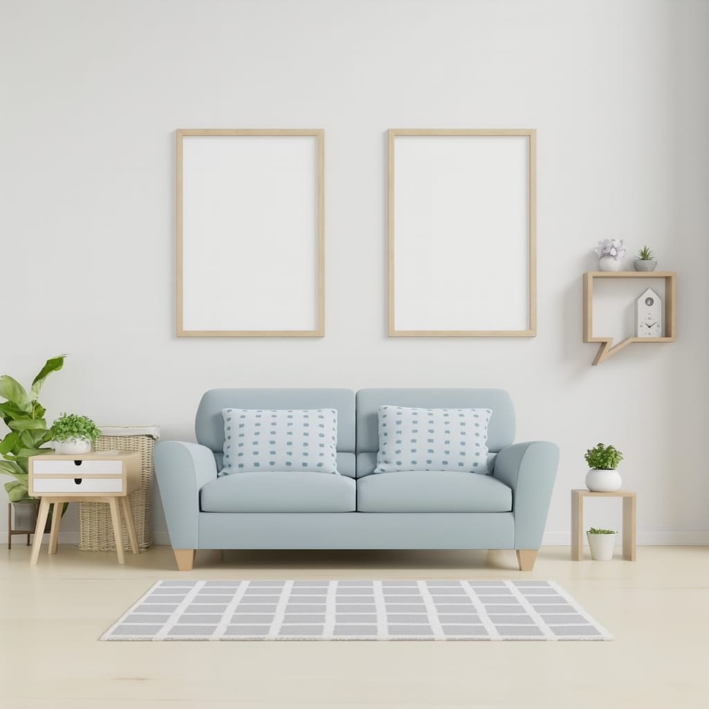 Alberta Half Leather 2 seater Sofa In Husk Blue Colour