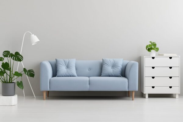 Mango Boucle 2 Seater Sofa In Light Blue Colour