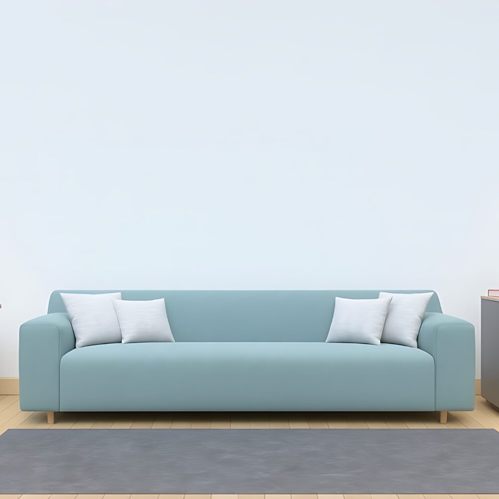 Bohemiana Art Deco 3 Seater Sofa in Teal Blue Cotton Blend
