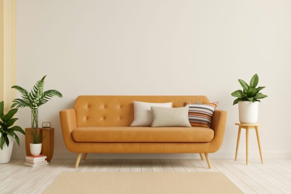 Serena Chenille Fabric 2 Seater Sofa in Yellow Colour