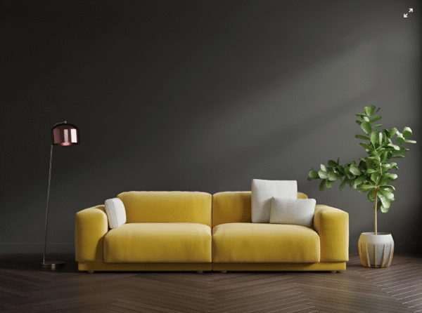 Mudramark Printed Cotton 2 Seater Sofa in Rust Yellow Shade