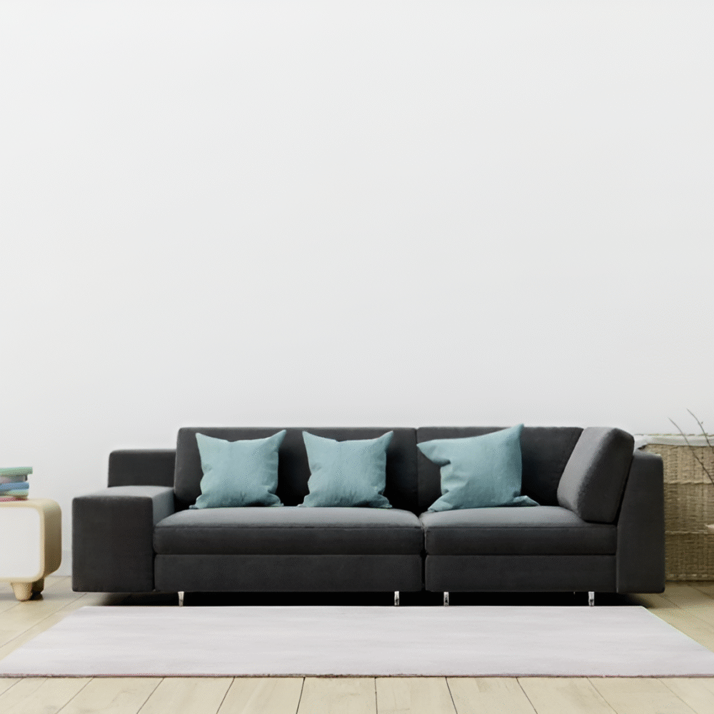 Serena Chenille Fabric 3 Seater Sofa in Black Colour